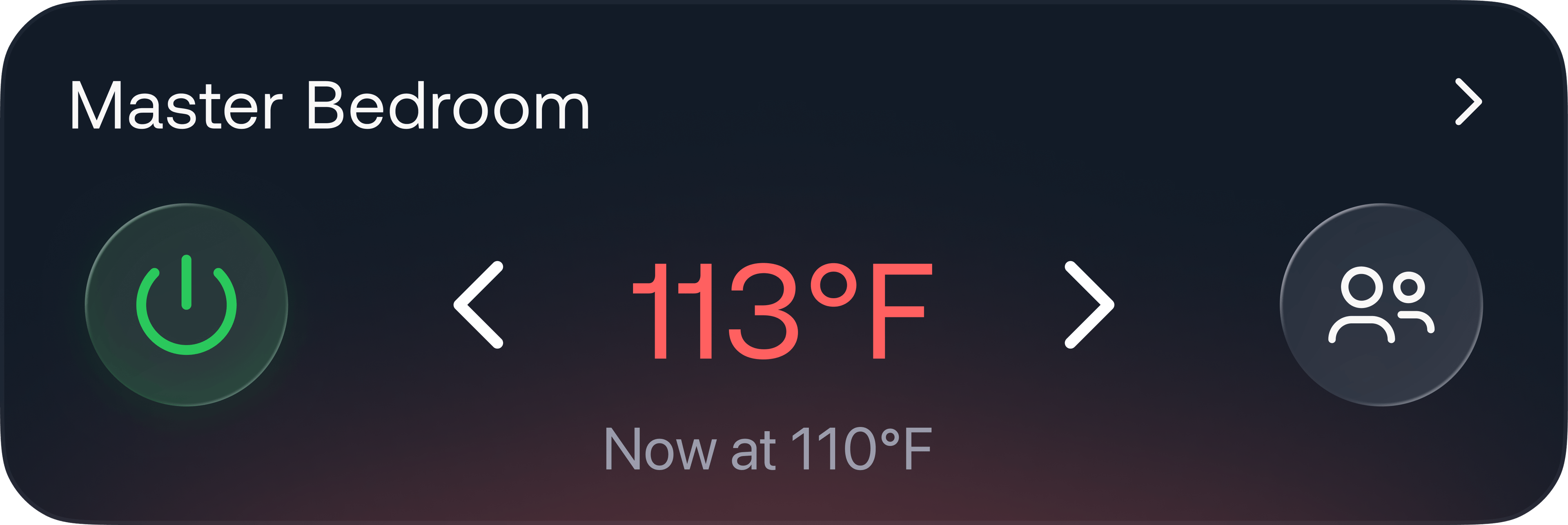 Guest bedroom warm zone — set to 113°F, currently 90°F